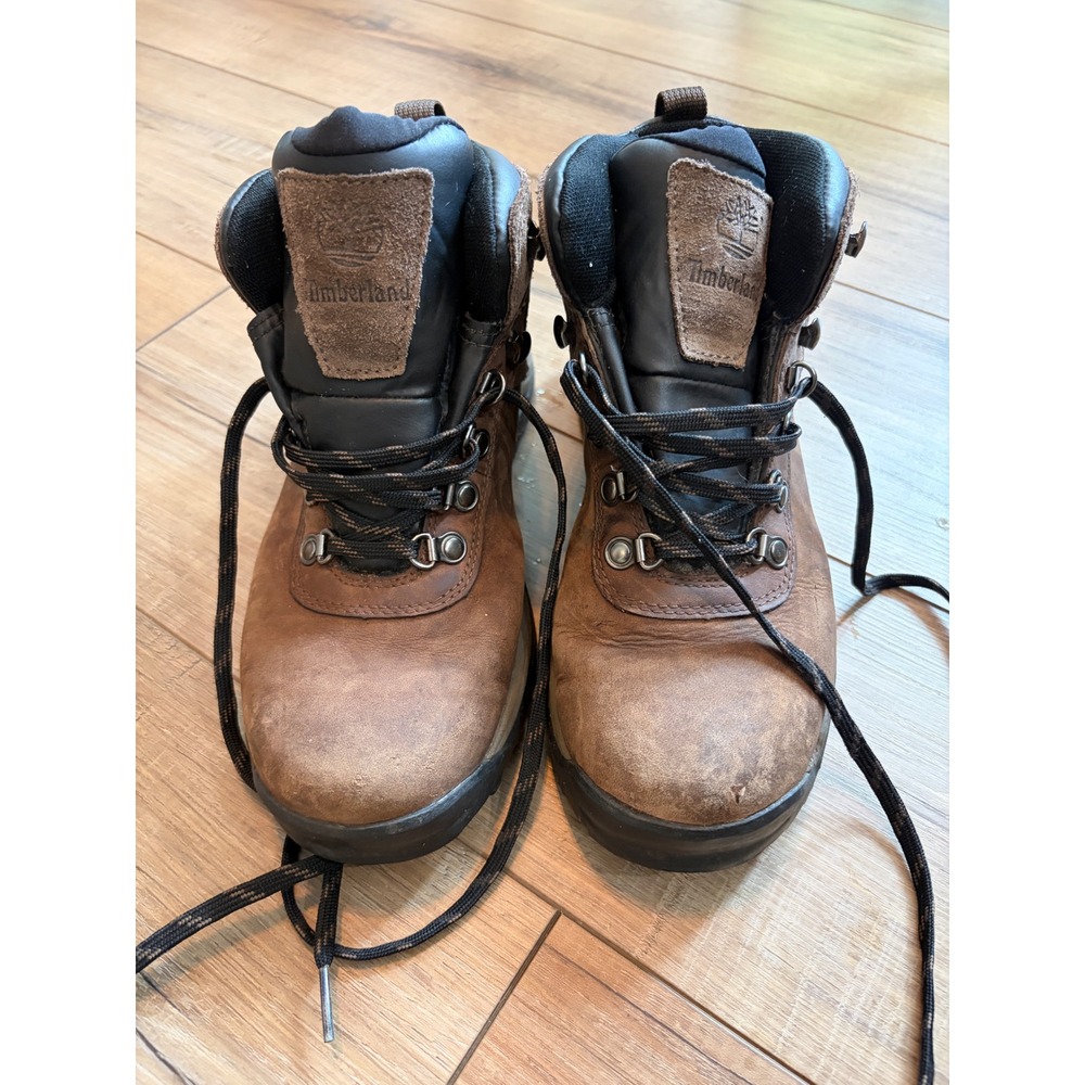 Timberland White Ledge Brown Leather Hiking Boots Womens 8M 18629